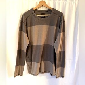 Prana Men's Striped Gray and Tan Shirt